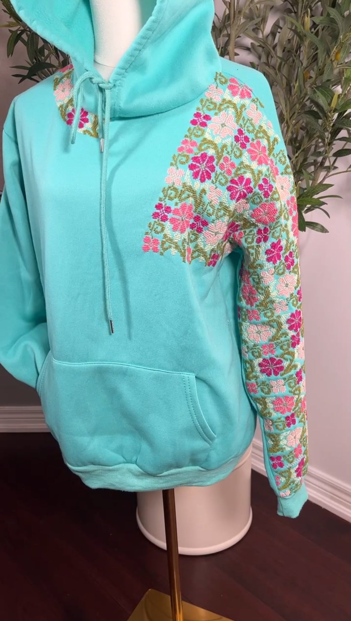 One of a Kind Bright Green Embroidered Hoodie