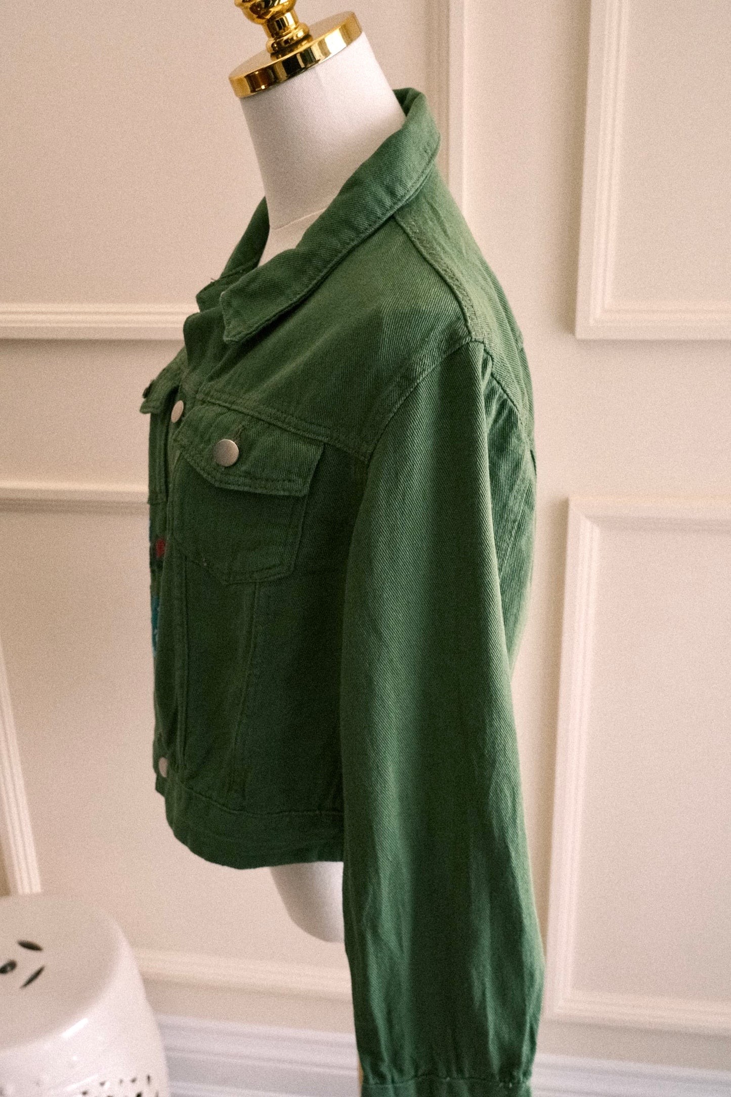 Gloria Jeans Green Jacket | Unique Hand Embroidery by Palestinian Refugees