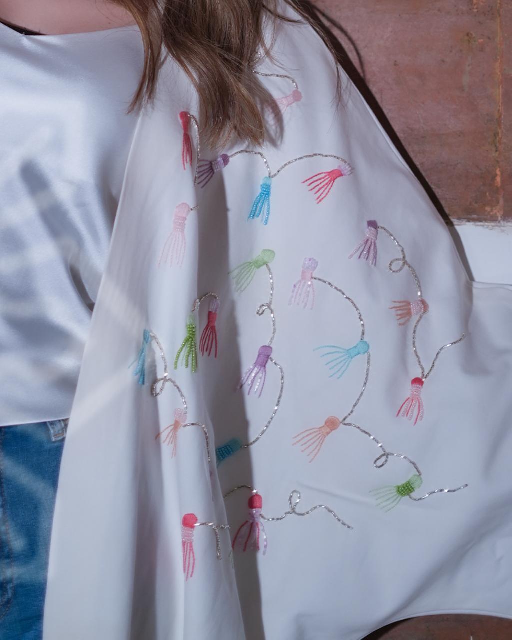 Pastel Dreams: Hand-Embroidered Cotton Abaya | Elegant Modest Wear