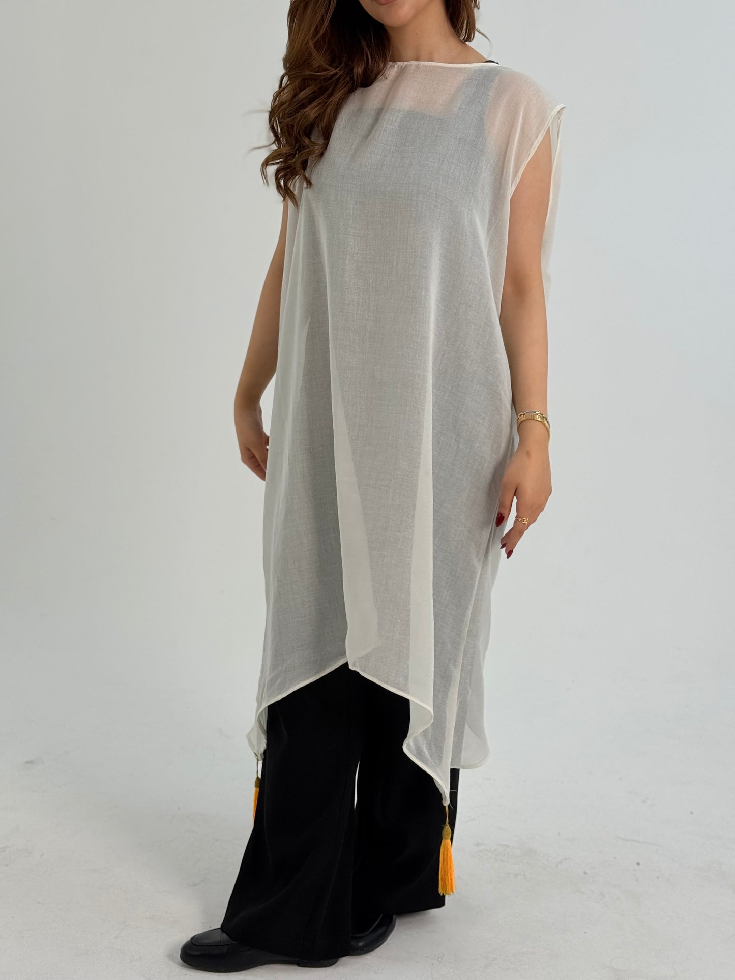 Shahad: Handmade Off-White Top with Beautiful Palestinian Embroidery