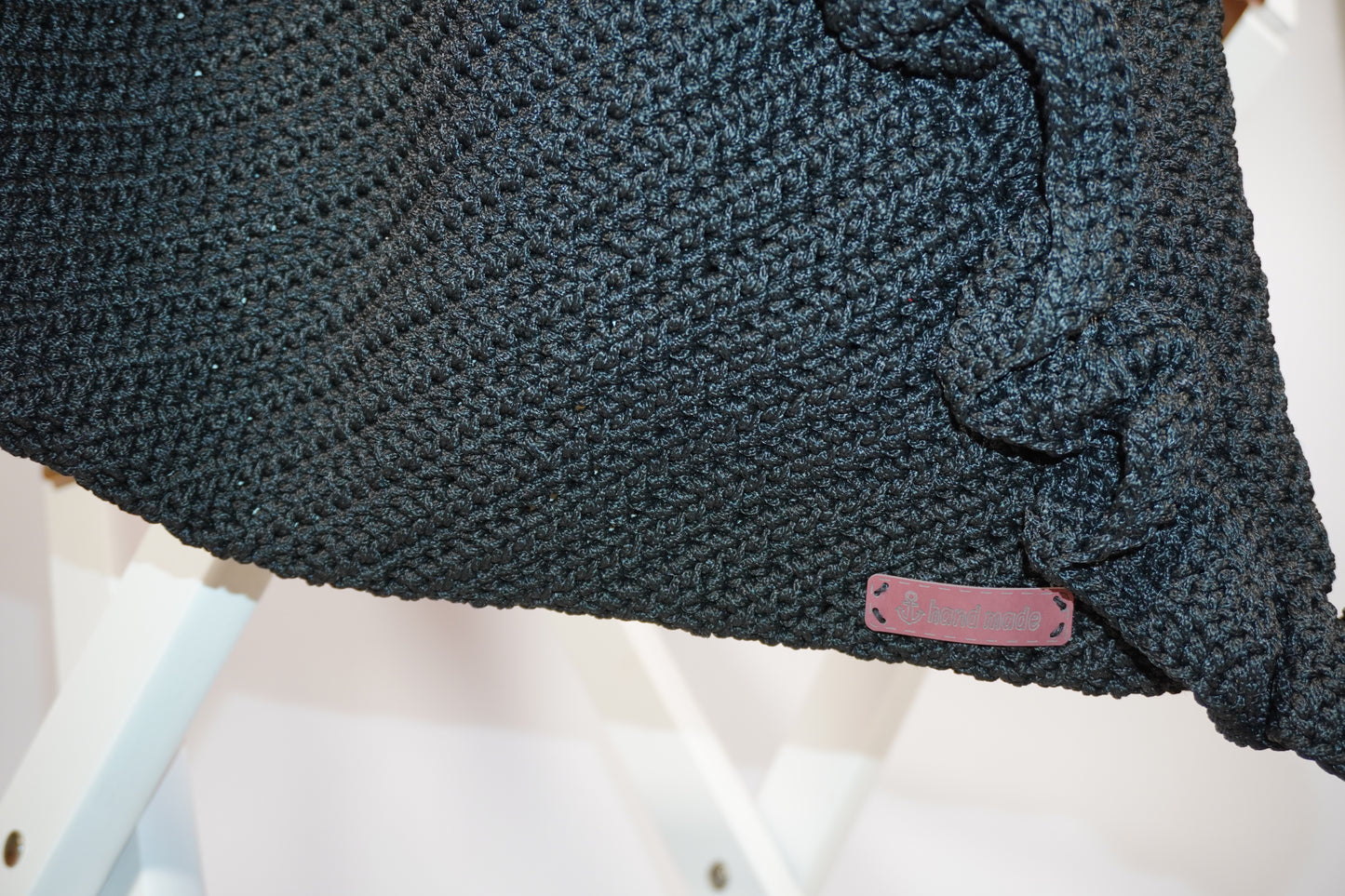 Handmade Crochet Black Bag with Tassels | Tatreez Banatna