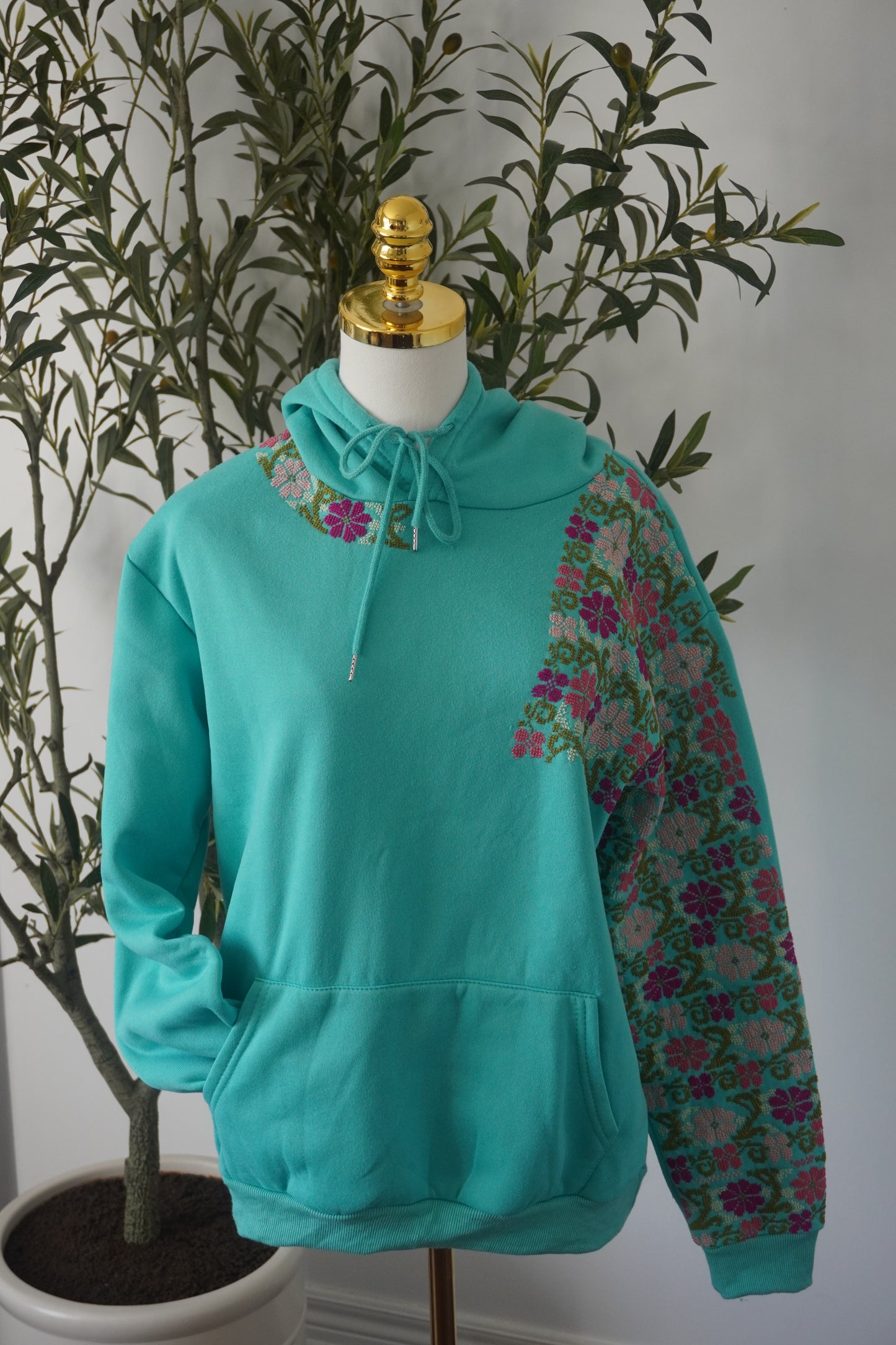 One of a Kind Bright Green Embroidered Hoodie
