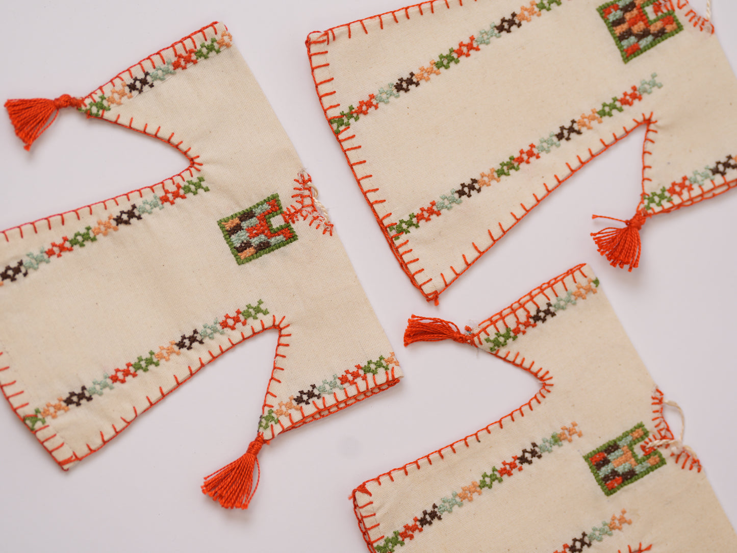 Miniature Embroidered Thoub | Tatreez Banatna Handmade | Green Orange