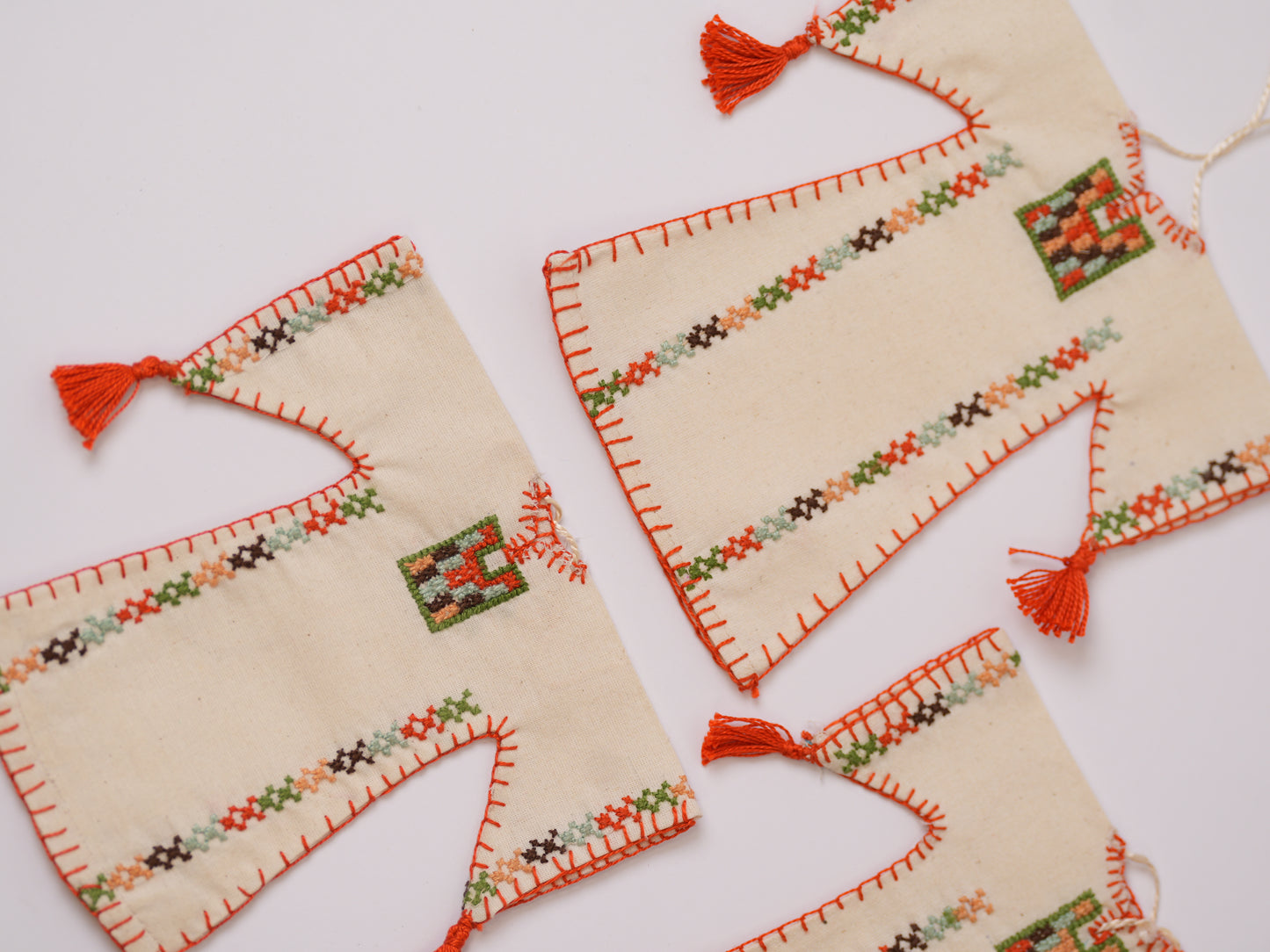 Miniature Embroidered Thoub | Tatreez Banatna Handmade | Green Orange