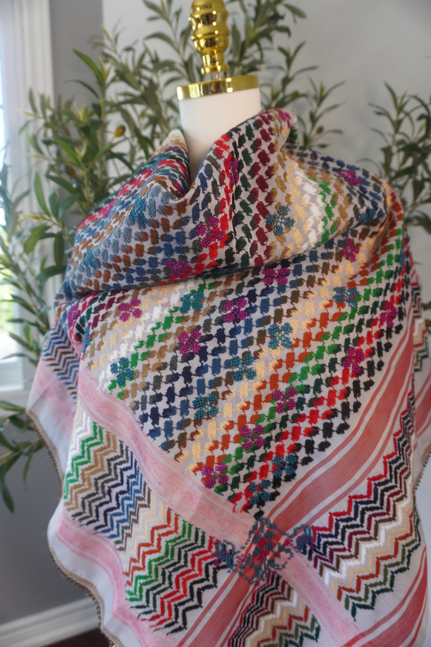 Handmade Colorful Kofea with Red and Bright Embroidery