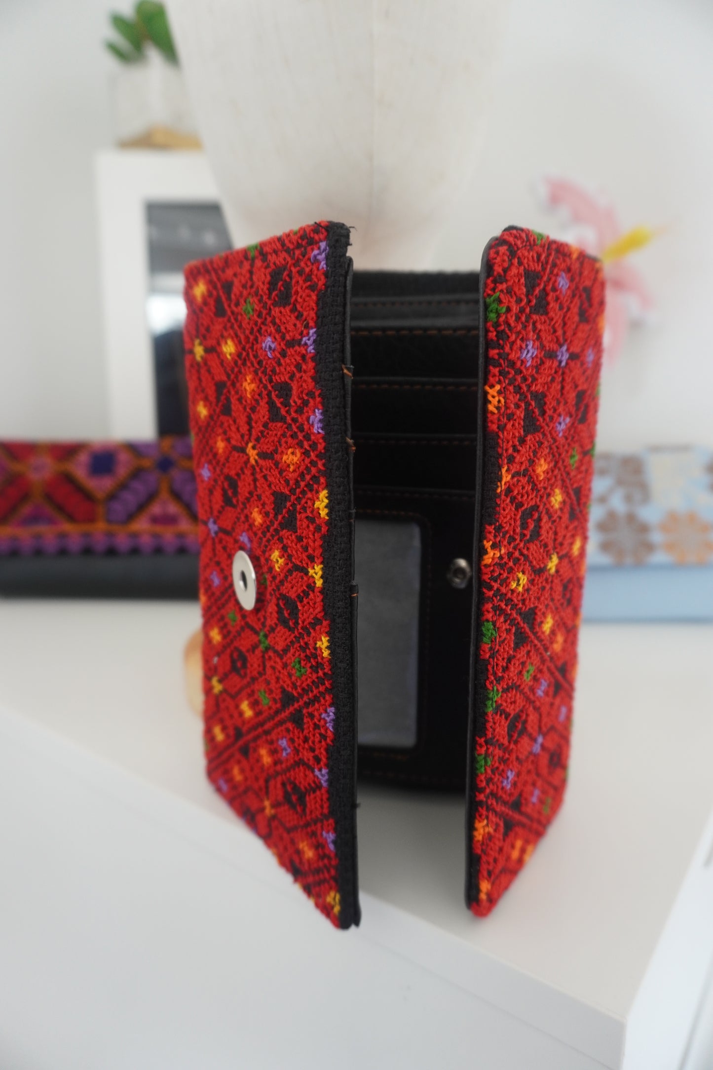 Traditional Red and Black Hand Embroidered Clutch