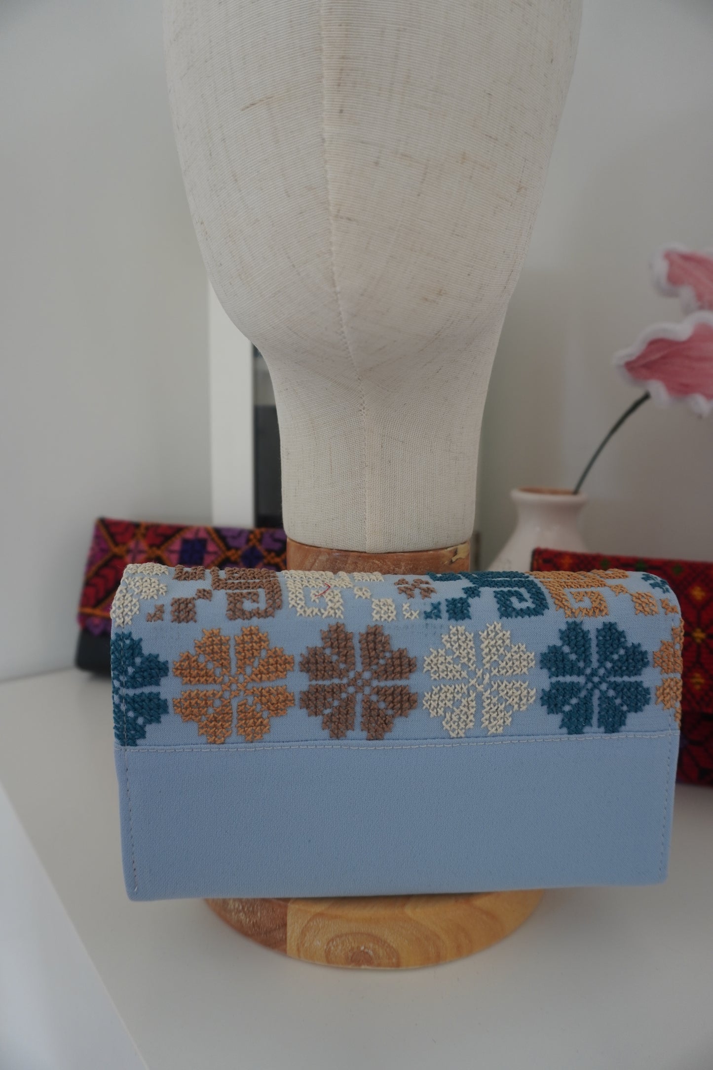Hand Embroidered Clutch in Stunning Blue Shades