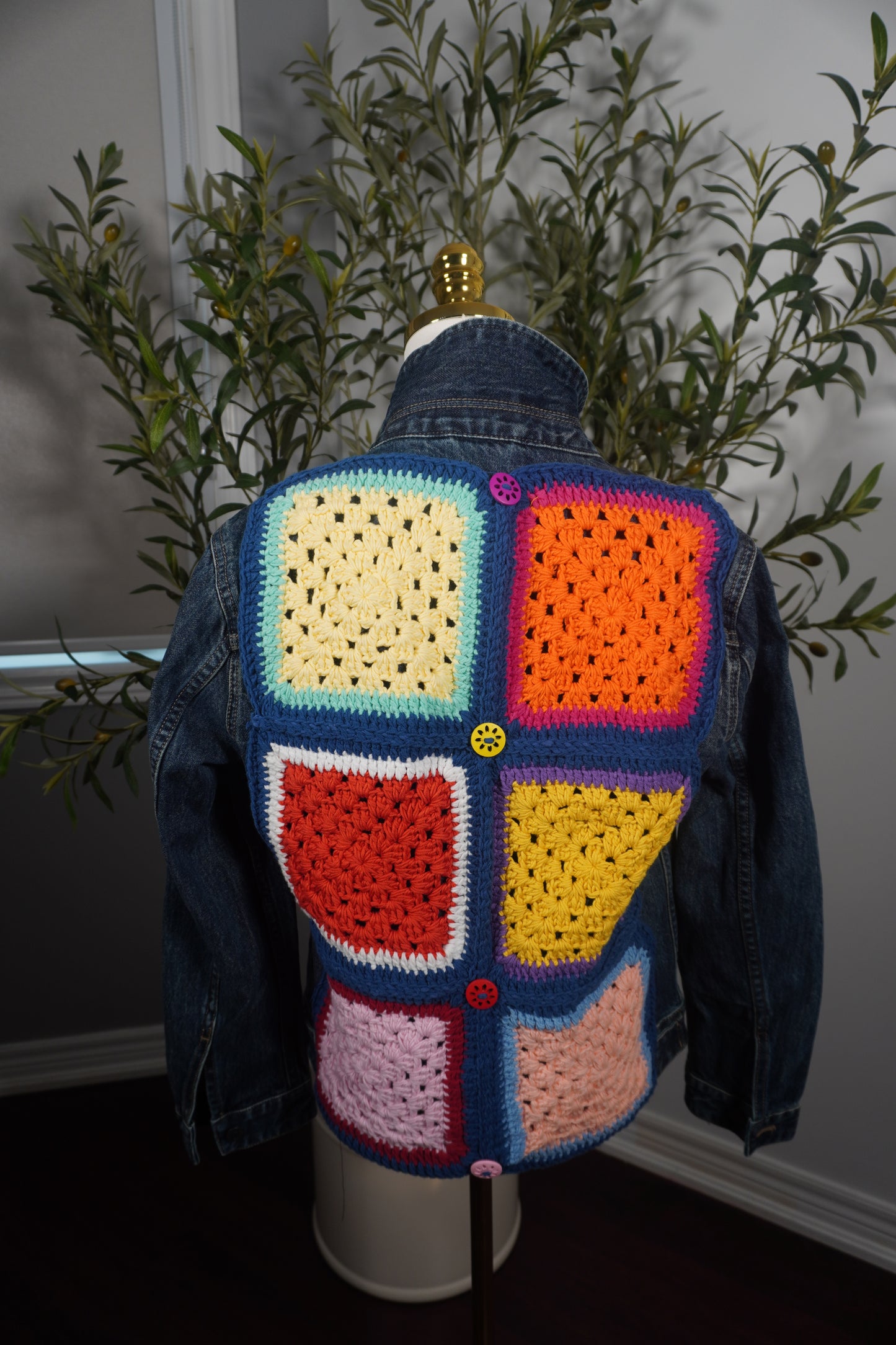 Exquisite Denim Jacket with Lebanese Crochet Artistry