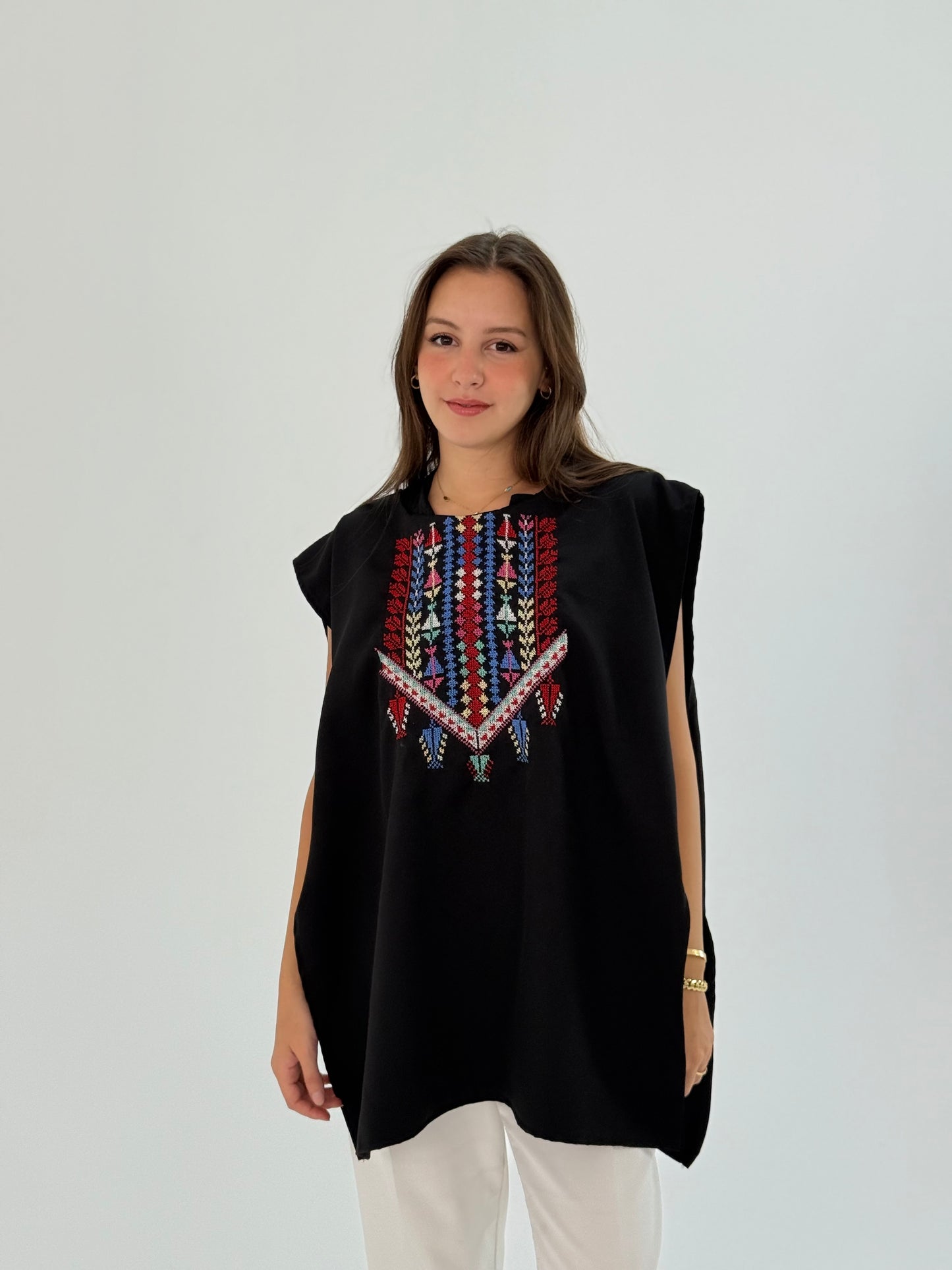 Handmade Black Top with Side Hook & Waist Fabric Link