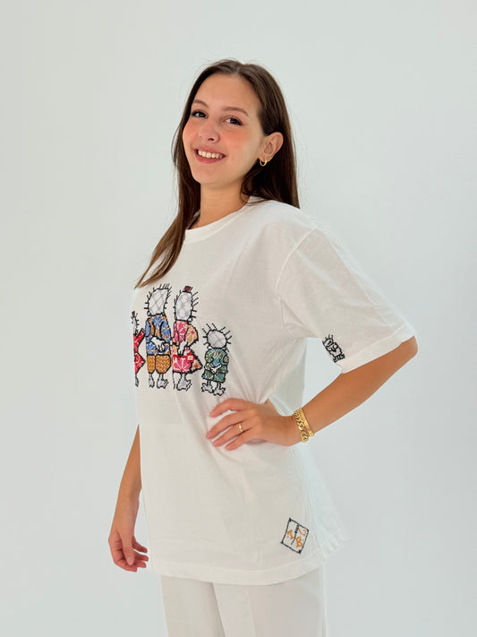 White cotton t-shirt with Handhala design, representing iconic and thought-provoking cultural symbolism.