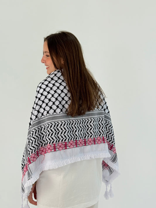 Handmade Kofea embroidered with beautiful flowers, highlighting elegance and intricate craftsmanship.