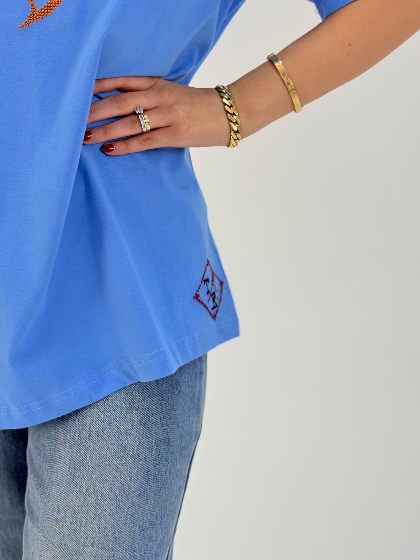 Palestine Embroidered T-Shirt | Handmade Tatreez Tee
