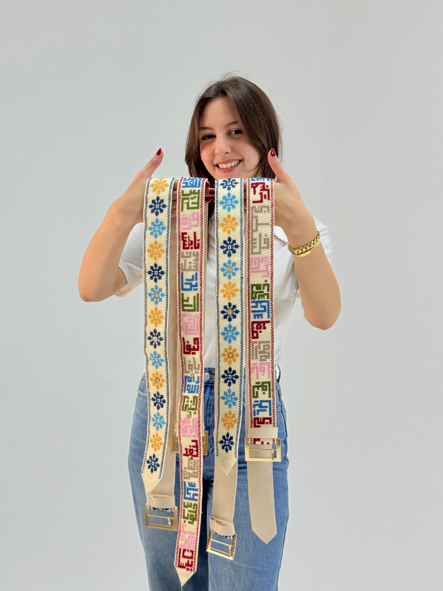 Tatreez Embroidered Belt with Palestinian Cities | Handmade Adjustable Waist Belt
