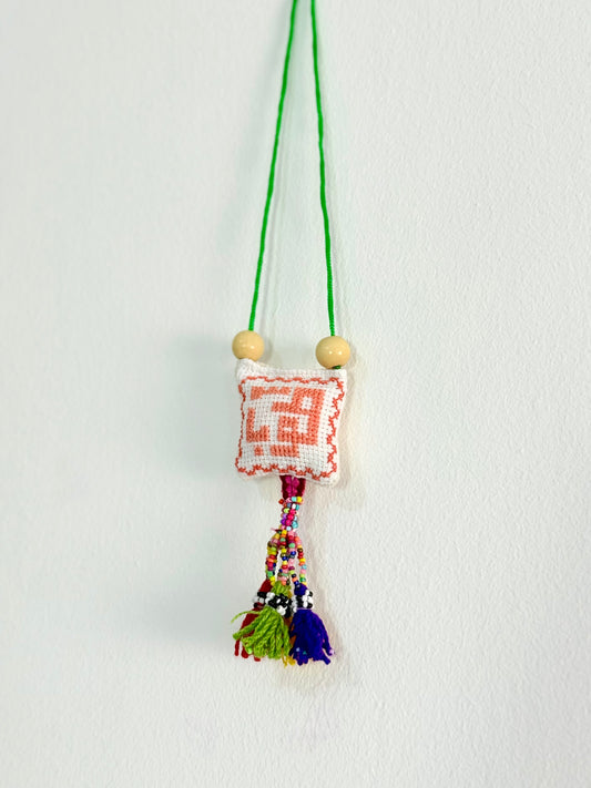 Handmade tatreez Palestinian city embroidery car hanging ornament Tooba