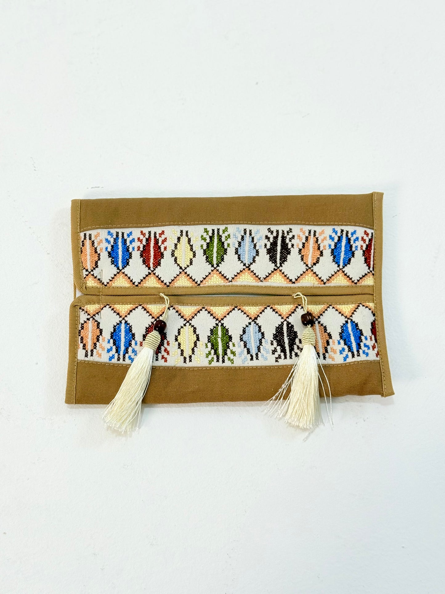 Embroidered Suede Tissue Box Cover | Handmade | Tatreez Banatna