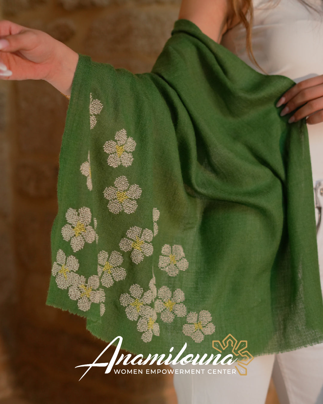 Luxury Pashmina Shawl | Hand-Made Floral Design | Empowering Women
