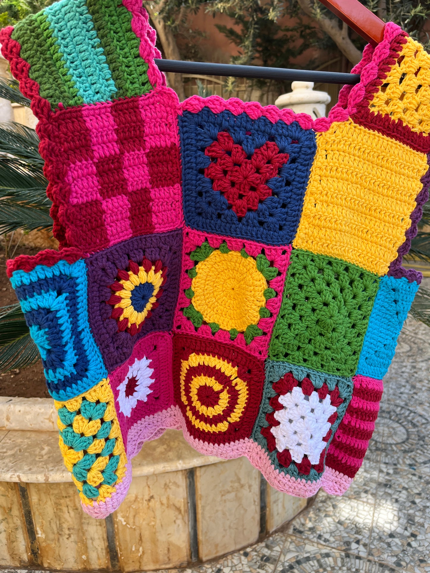 Colorful Crochet Sleeveless Top | Handmade | Tatreez Banatna