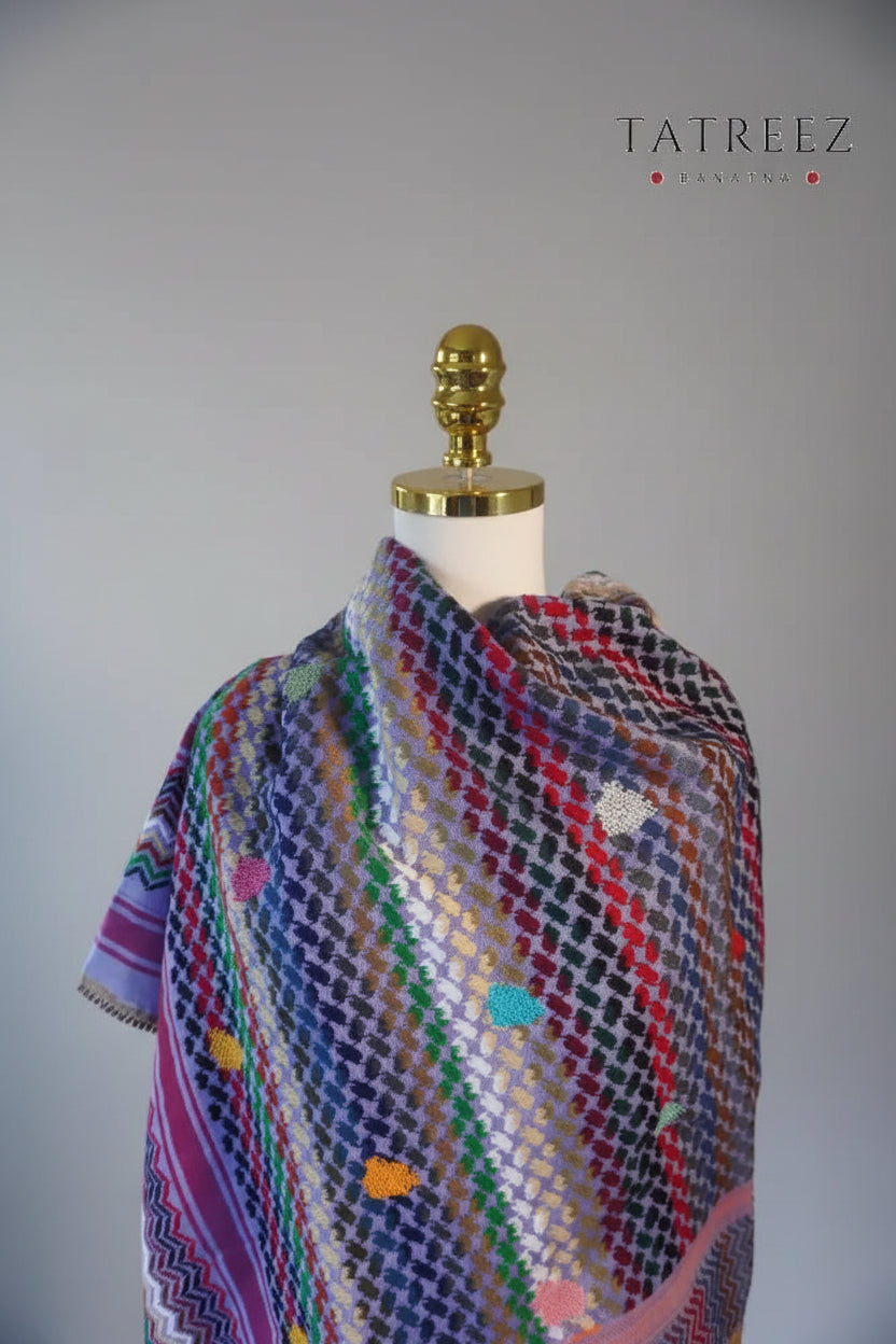 Handmade Colorful Kofea with Bright Embroidery on a Purple Base Accessories