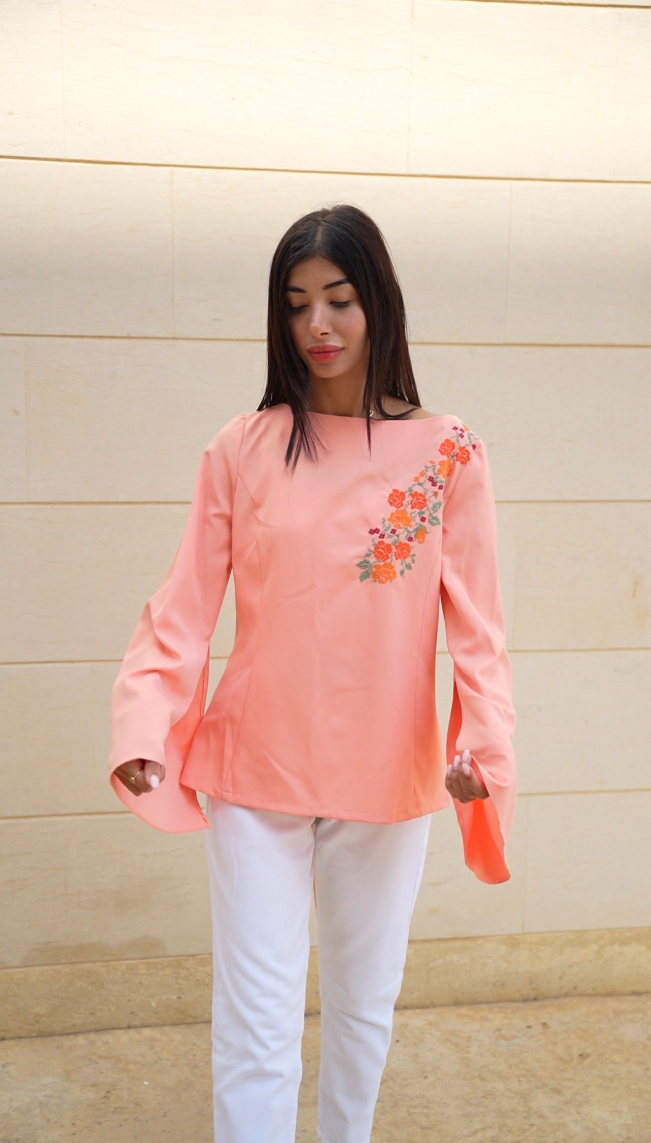 Daniala Elegant Long-Sleeve Top with Adjustable Sizing