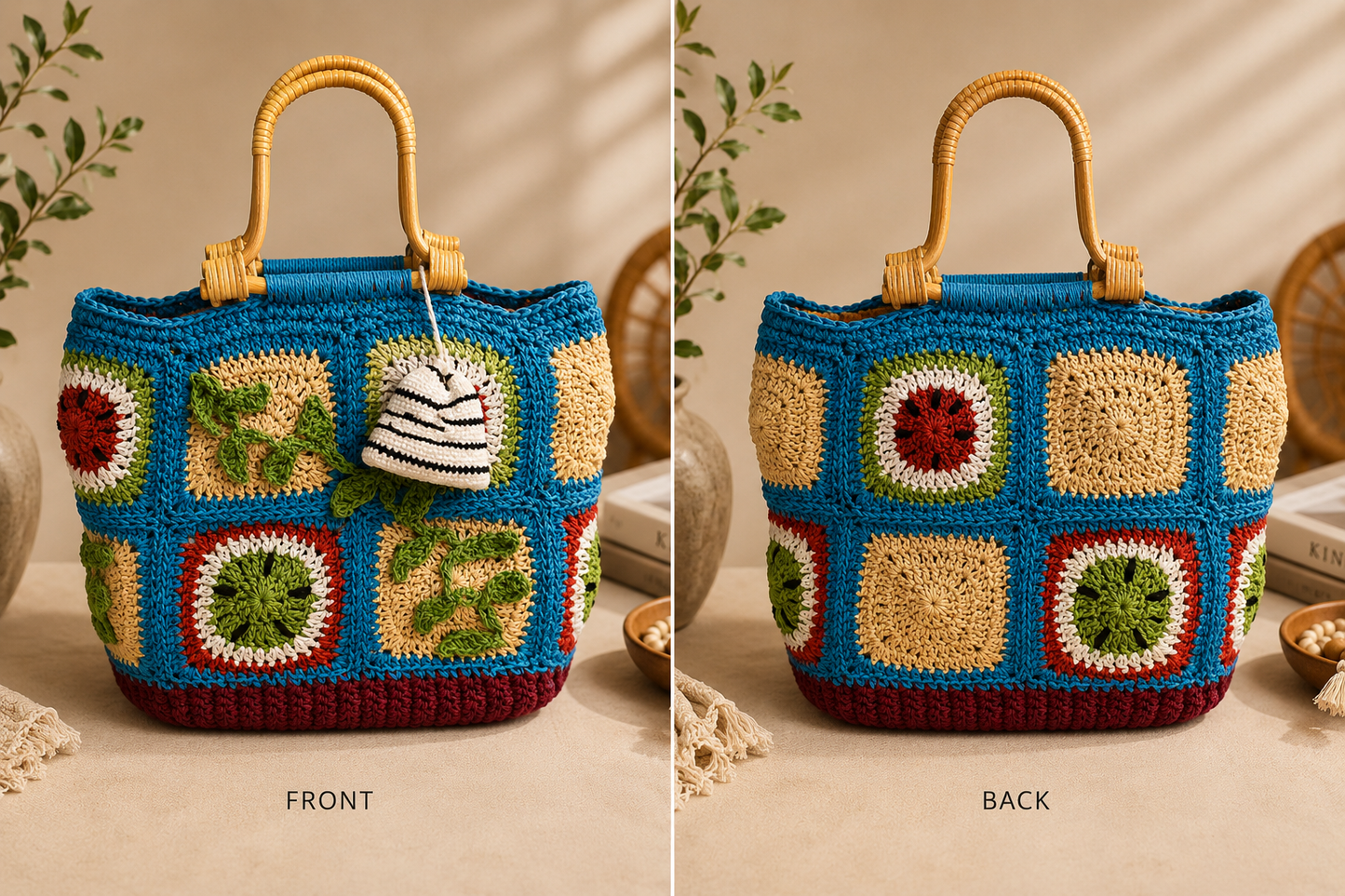 Crochet Bag – Handmade Watermelon & Kufiya Palestinian Design