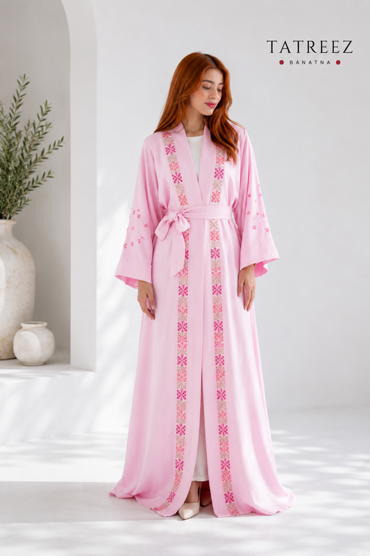 Baby Pink Abaya – Handmade Heirloom Palestinian Tatreez