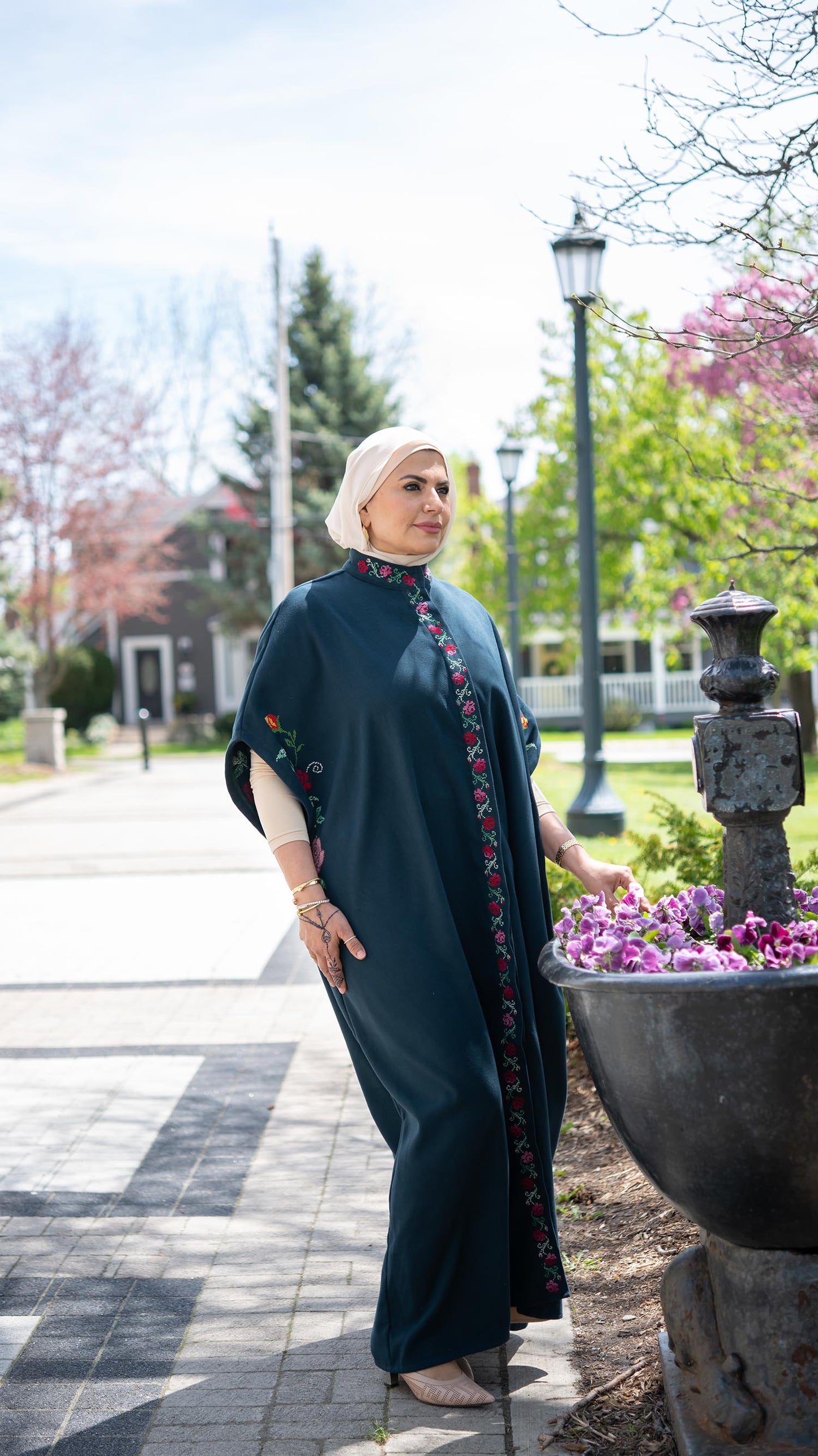 Jawhara: Limited Edition Dark Teal Jookh with Hand Embroidery – Unique Elegance for Women