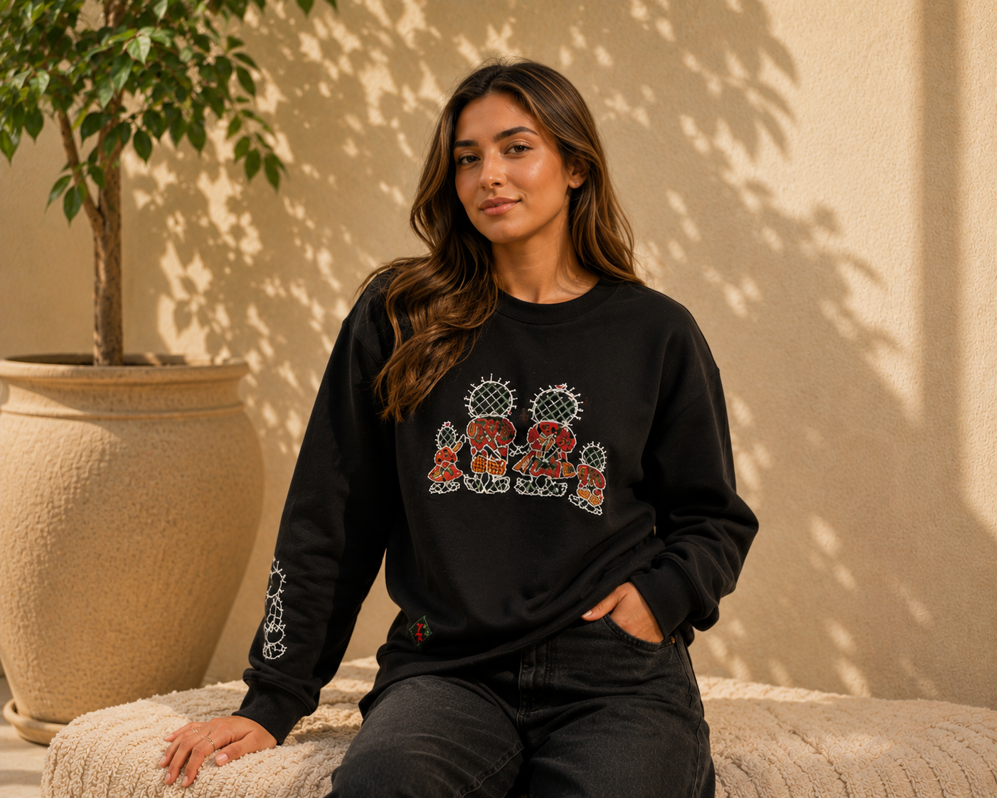 Hope Sweater – Handmade Palestinian Tatreez Embroidery