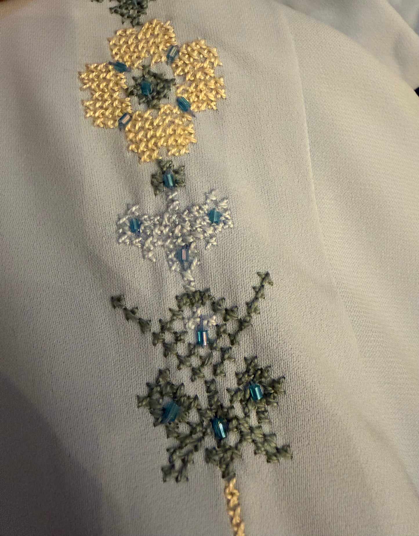 Celestial Charm Handmade Abaya with some Beads – Elegant Baby Blue