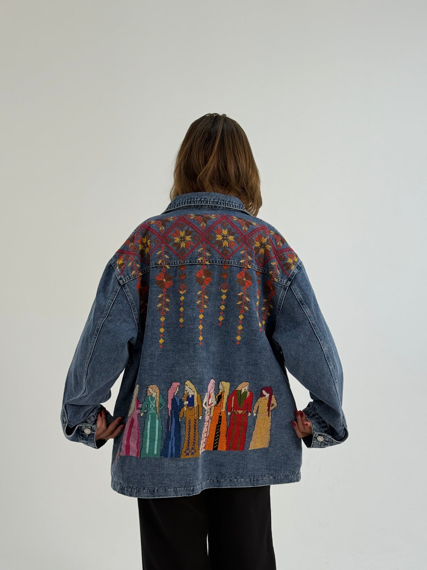 Banat Felesteen Denim Jacket – Hand-Embroidered Heritage Design