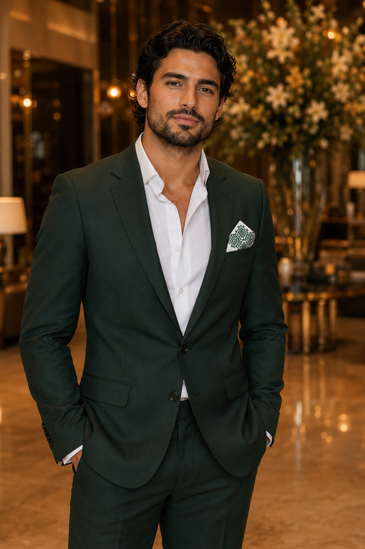 The King: Handmade Tatreez Pocket Napkin- Green