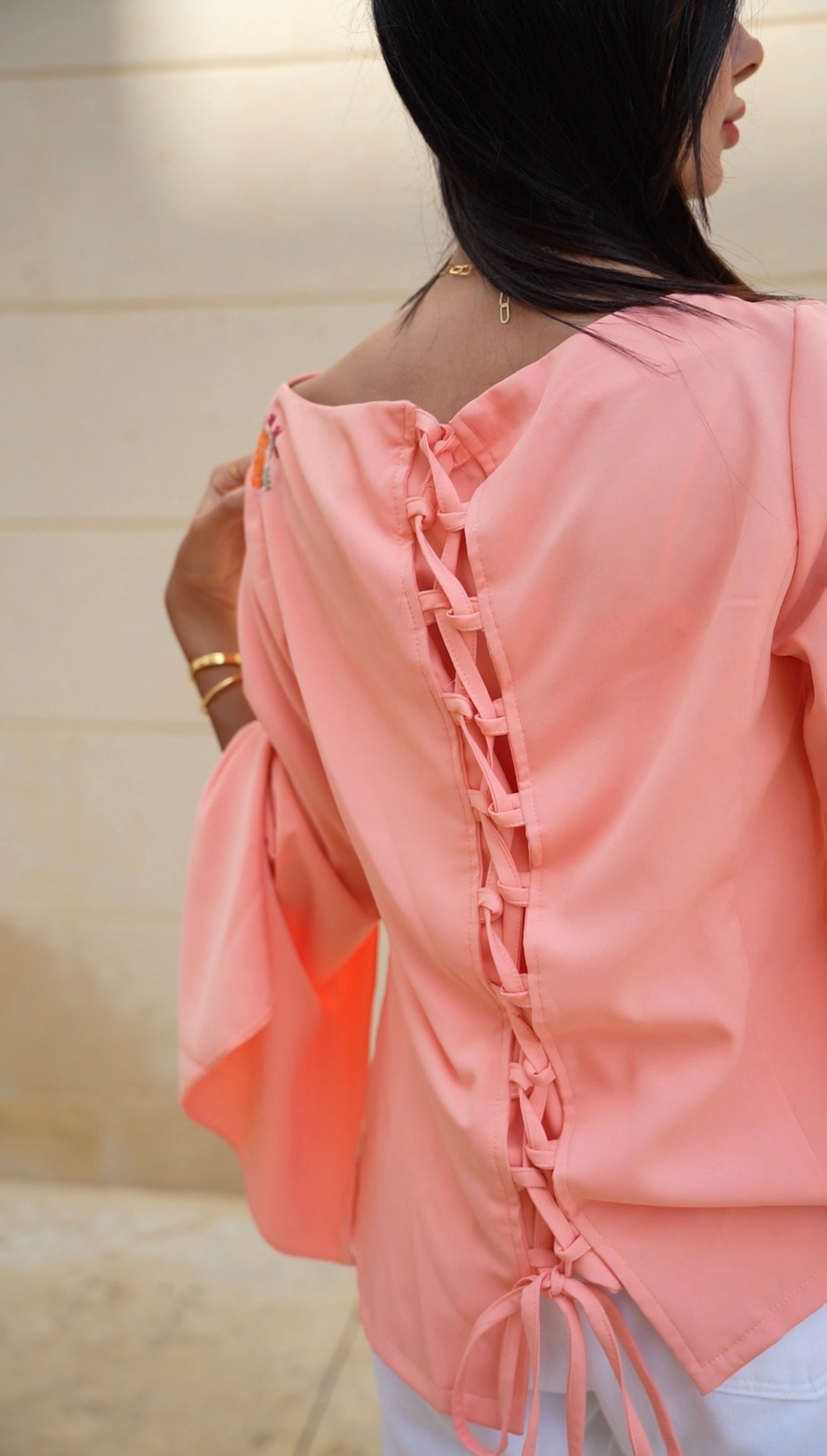 Daniala Elegant Long-Sleeve Top with Adjustable Sizing