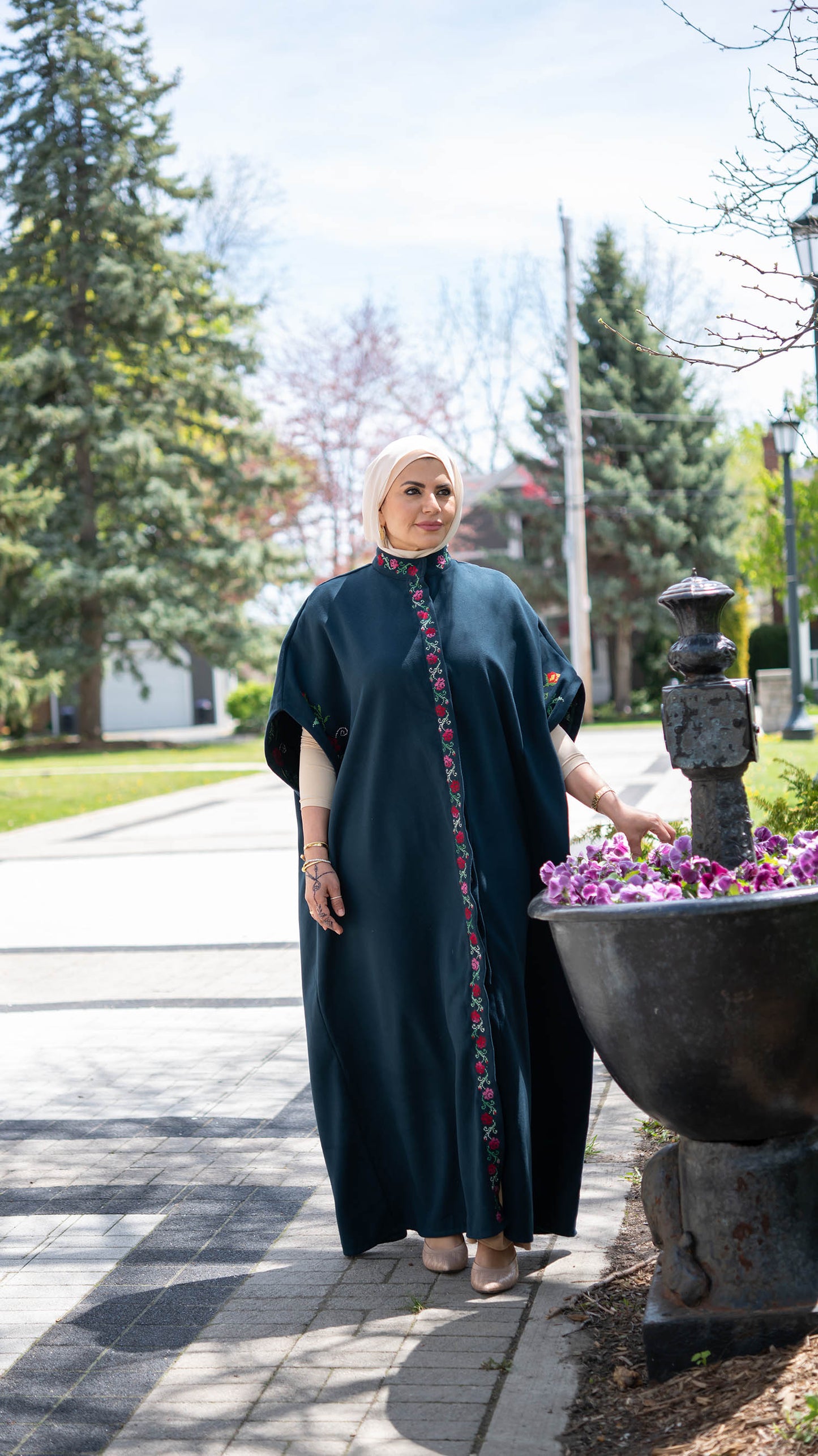 Jawhara: Limited Edition Dark Teal Jookh with Hand Embroidery – Unique Elegance for Women