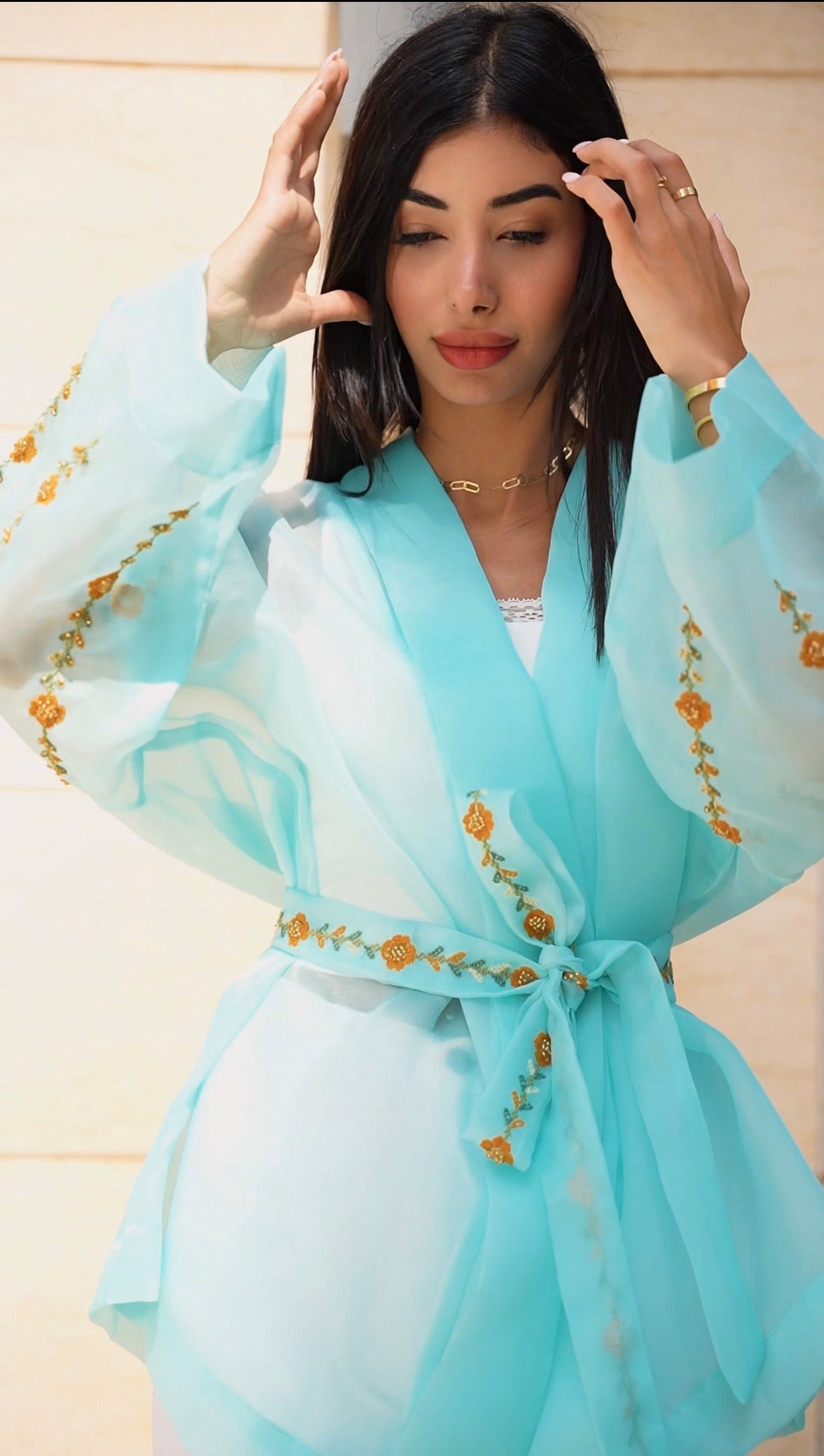 Fantasia Elegant Organza Top with Handmade Embroidery