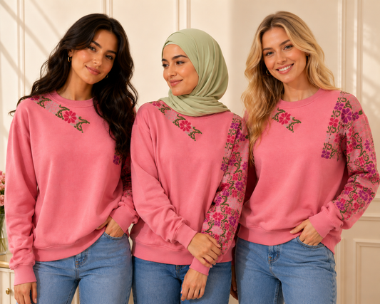 Pinky Handmade Sweater | Resilient Palestinian Craftsmanship in Bright Pink