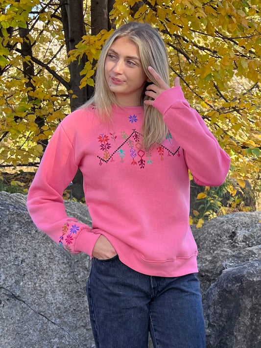 Light Pink Hoodie with Beautiful Palestinian Embroidery – A Modern Take on Heritage