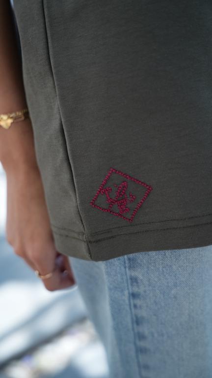 Salam: Handmade T-Shirt with Dove of Peace & Zeitoun Leaf Design