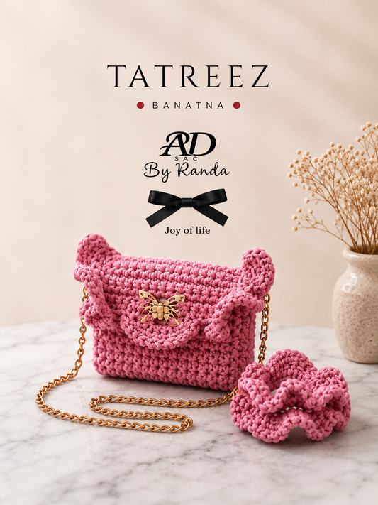 Baby Pink Crochet Crossbody Bag – Handmade | Rand Sac by Randa
