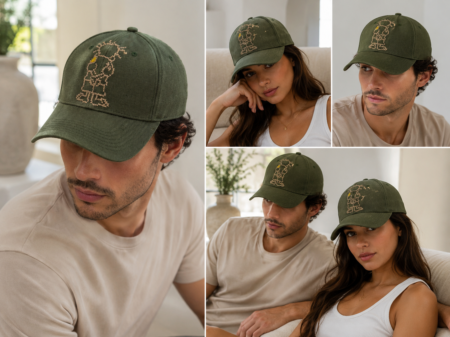 Handmade Olive Handhala Hat - Crafted by Gaza Banat in Refugee Camps