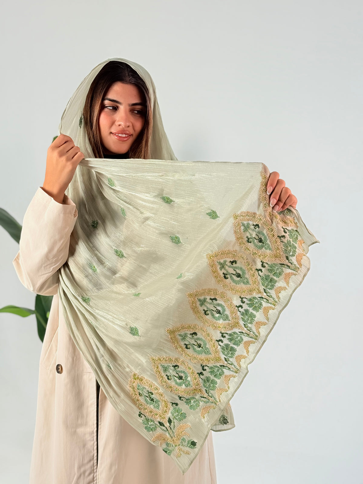 Roby Hand-Embroidered Beaded Shawl
