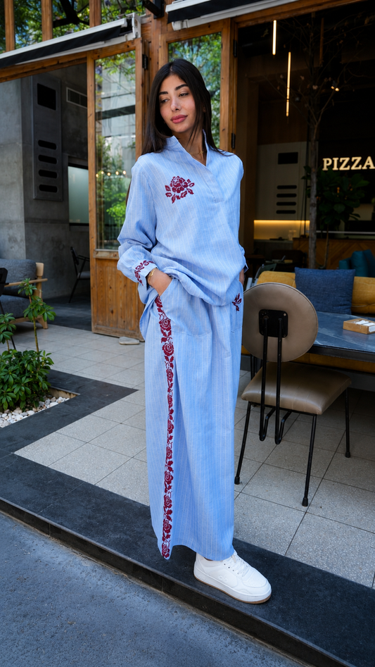 Jouri: Exquisite Handmade Top and Skirt Set by Palestinian Artisans