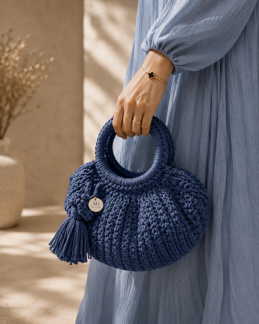 Navy Petal Crochet Clutch – Handmade Floral | Rand Sac by Randa