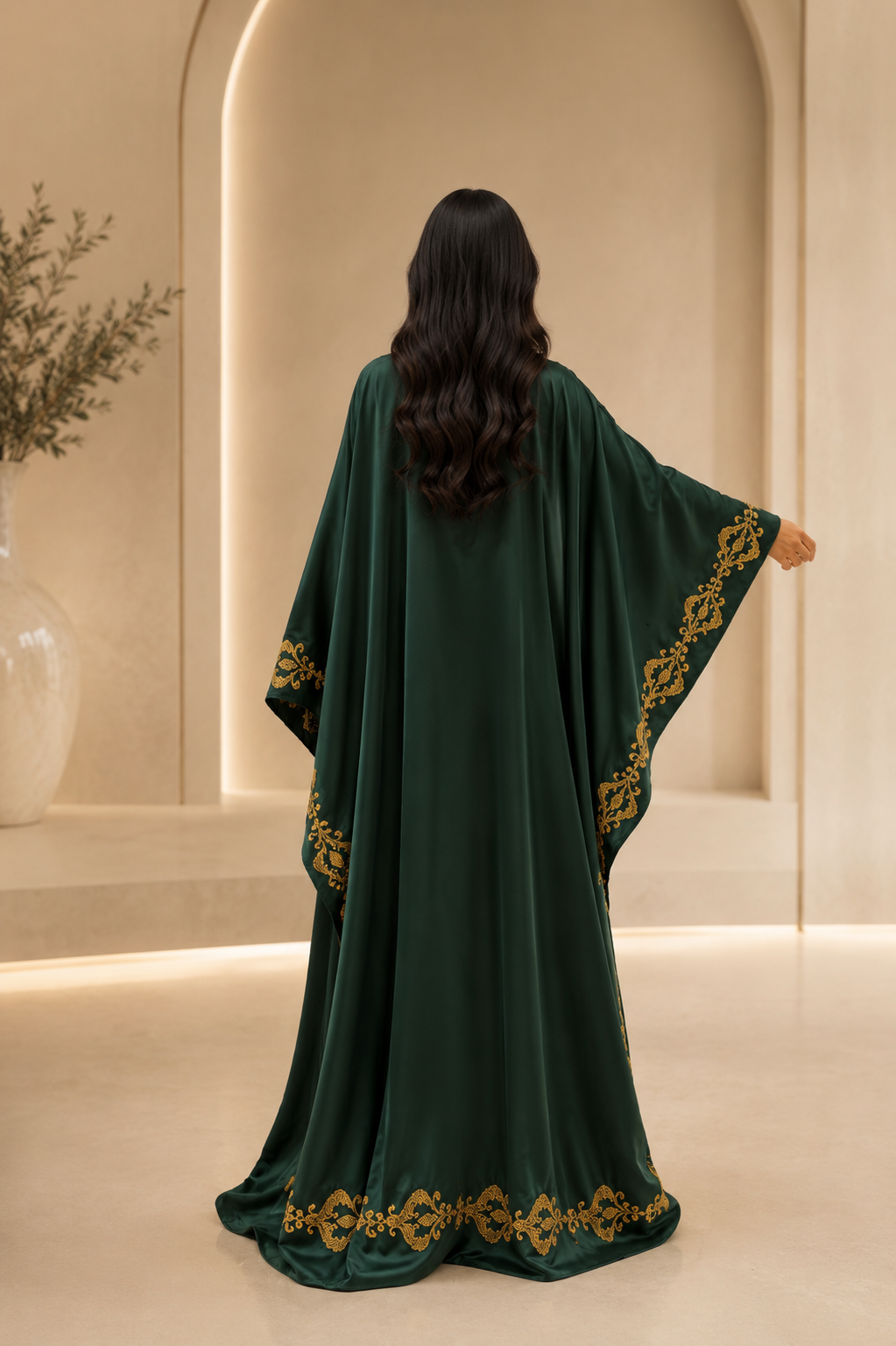 Kadeena Abaya – Handmade Gold Palestinian Tatreez | Custom Sizes