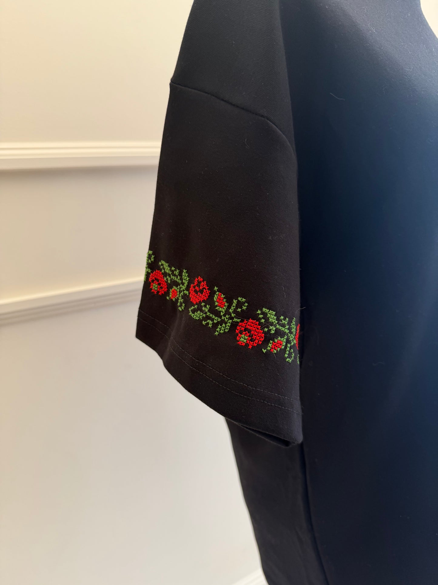 Honor: Handmade Oversized Black T-Shirt with Vibrant Palestinian Embroidery (Copy)
