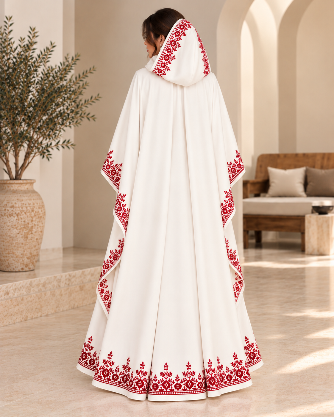 Amal Palestinian Bridal Henna Dress and Cape – Hand Embroidery – photo 7 | Tatreez Banatna
