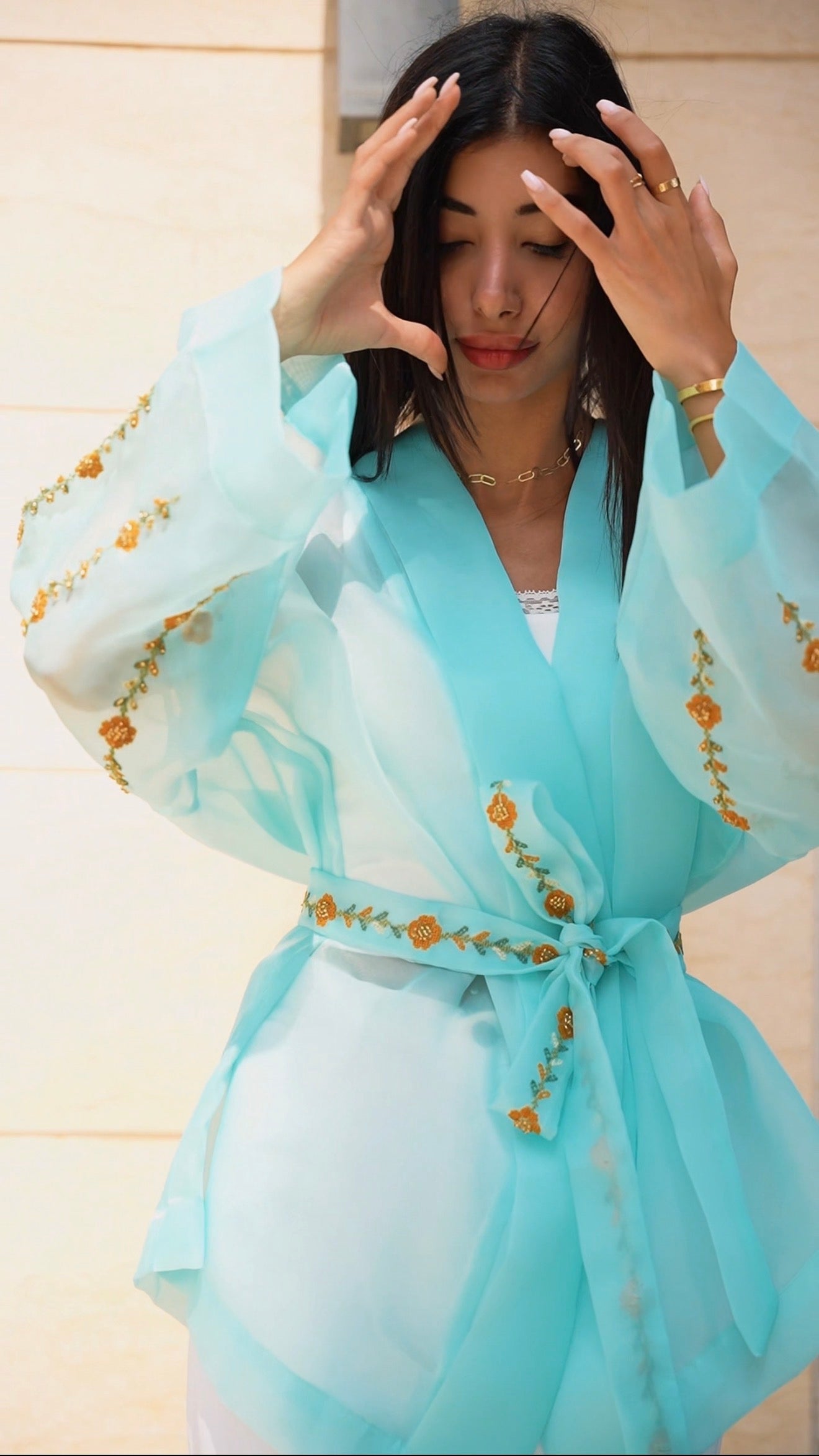 Fantasia Elegant Organza Top with Handmade Embroidery