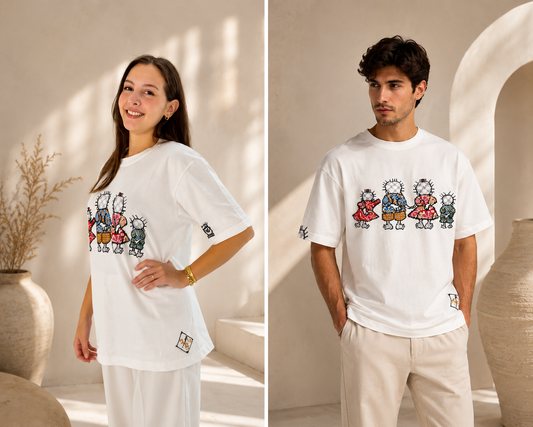 White Cotton T-Shirt – Handmade Handhala Palestinian Tatreez