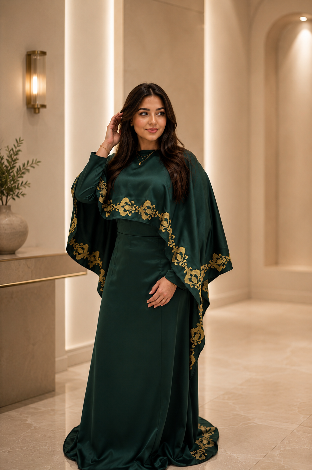Kadeena Abaya – Handmade Gold Palestinian Tatreez | Custom Sizes
