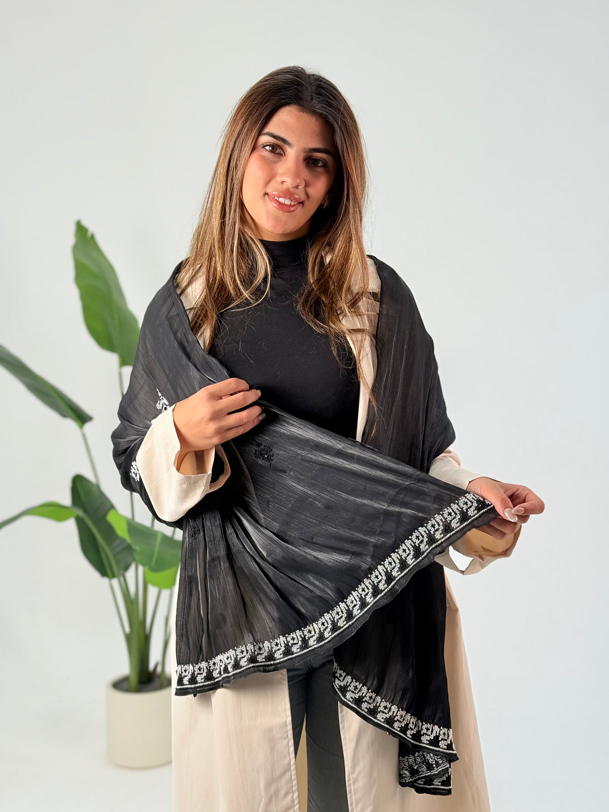 Alya Hand-Embroidered Beaded Shawl