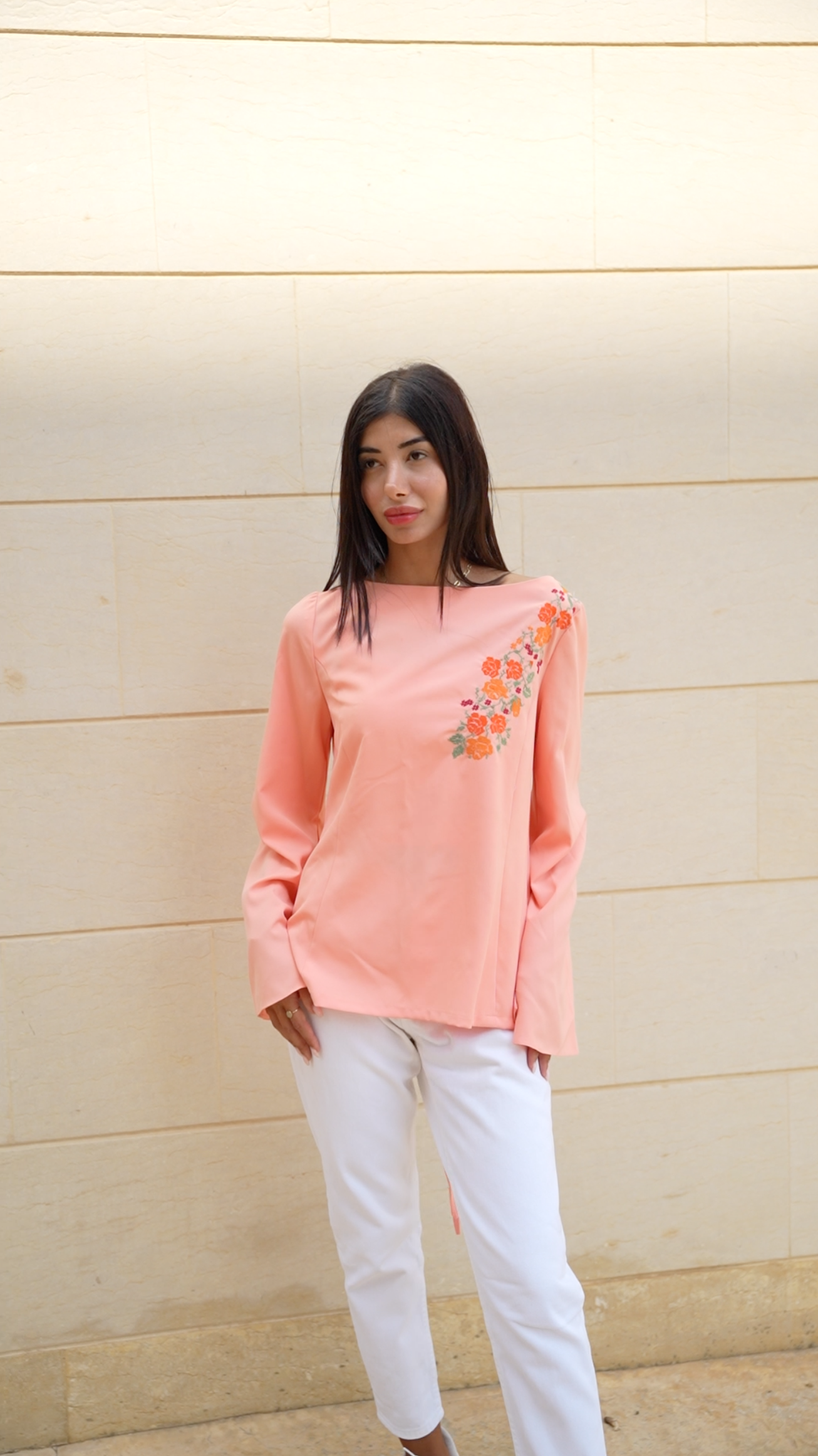 Daniala Elegant Long-Sleeve Top with Adjustable Sizing