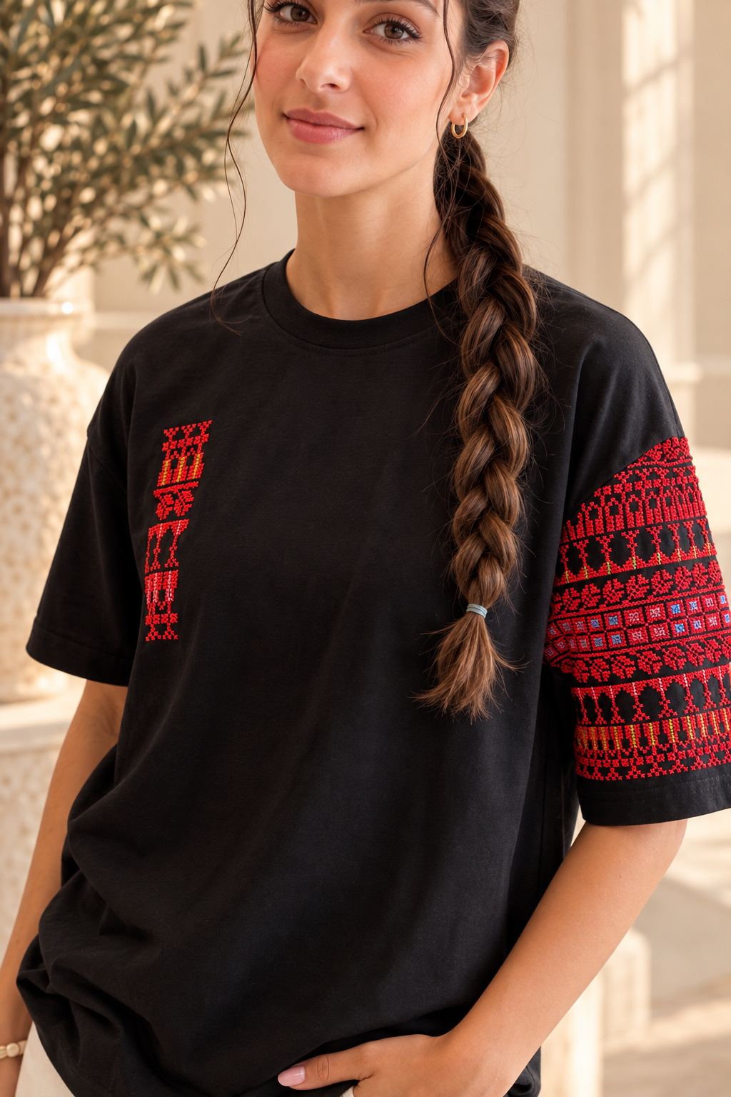 Palestinian T-Shirt – Unique One-Hand Handmade Tatreez Embroidery